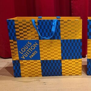 2023 Louis Vuitton Blue and Yellow Checkered Lego Themed Shopping Bag